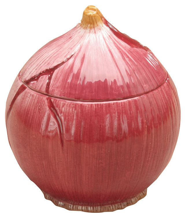 Red Onion Container Collectible Vegetable Ceramic Glass Kitchen Jar