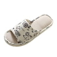 thumbnail image 4 of Linen Printed Indoor Home Slippersfor Women/Men,Garden Household Floor Non-Slip Shoes, 4 of 4