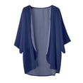 thumbnail image 4 of UJNDER Women's Solid Elegant Puff Sleeve Chiffon Cardigan for Loose Cover Up Casual Blouse Tops and Fall Outfits Navy #2 XXXXXL, 4 of 4