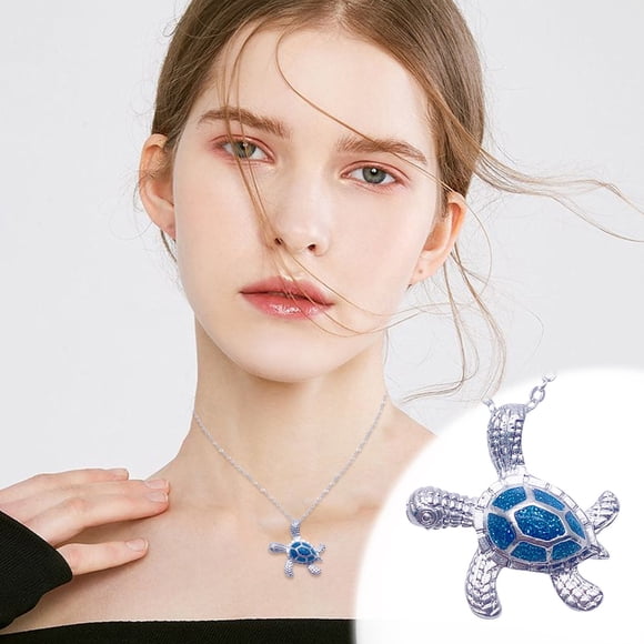 TopLLC Necklaces & Pendants Sea Turtle Ocean Blue Fire Opal Inlay Jewelry Necklace necklace necklace