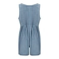 thumbnail image 5 of Womens Denim Romper Shorts Summer Jean Short Jumpsuit Sleeveless Flowy Ruffle One Piece Rompers Pockets Vintage Short Denim Jumpsuit Rompers Loose Fit Streetwear Clubwear with Pockets Light Blue S, 5 of 6