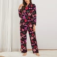 thumbnail image 2 of Balery Various pink and red Bow knots Conjunto de Pijama con Estampado para Mujer, Conjunto de Dos Piezas con Manga Larga, Ropa de Dormir Suave con Bolsillos, Pijamas Cómodos-Small, 2 of 7