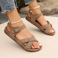 thumbnail image 5 of Women's Adjustable Buckle Sandals, Cork Footbed Women's Summer Sandals, Open Toe Casual Walking Sandals, Women's Buckle Strap Sandals Cork Footbed Open Toe Adjustable Casual Summer Shoes, Khaki 7, 5 of 9