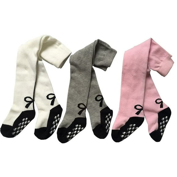 Toptim Baby Girl's Tights Stockings Non-skid Toddler Leggings Pants (white Gray Pink, 2-3T)