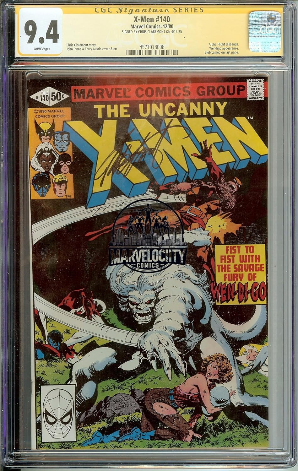 Uncanny X-Men #140 CGC 9.4 Signed Chris Claremont