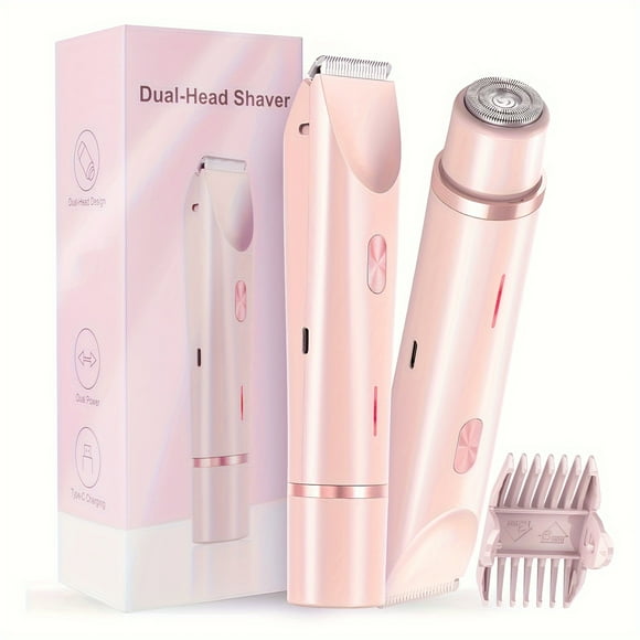QJUHUNG 2-in-1 Women‘s Bikini Trimmer Dual-Head Hair Trimmer USB Rechargeable For Pubic Hair Underarms Legs Arms Face And Body Grooming