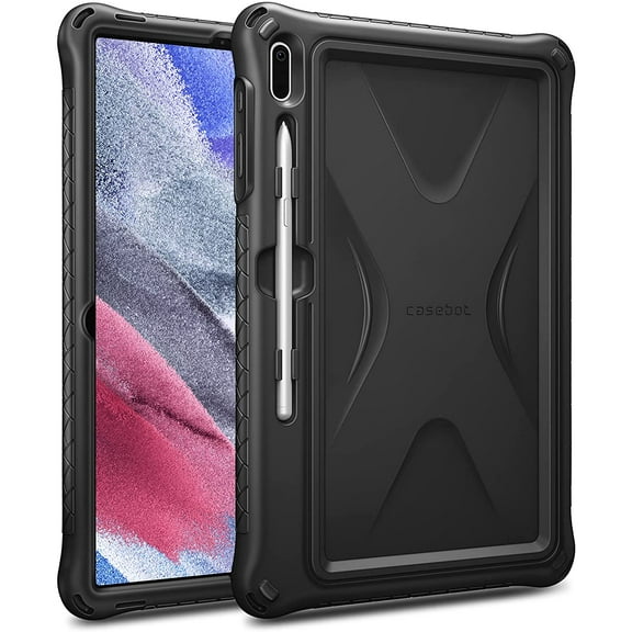 Fintie Silicone Case for 12.4" Samsung Galaxy Tab S8 /S8 Plus 2022/Tab S7 FE 2021/Tab S7 /S7 Plus 2020 Tablet, Heavy Duty Shockproof Kids Friendly Protective Cover, Black
