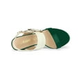 thumbnail image 5 of BLISSFUL STEP Slingback Sandals Contrast Color Chunky Heel Big Circle Buckle Sandals Green White 7, 5 of 8