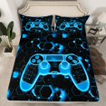 thumbnail image 1 of Erosebridal Gradient Gamepad Fitted Sheet Set Queen, Video Game Bedding Queen Size, Neon Geometry Decor 3-Piece, 1 of 6