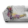 thumbnail image 3 of Hair Salon Soft Flannel Fleece Throw Blanket, Line Art Work Drawn Hair Model on Soft Rainbow Color Ink Splatter Background, Cozy Plush for Indoor and Outdoor Use, 50" x 60", Multicolor, by Ambesonne, 3 of 6