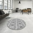 thumbnail image 4 of Ahgly Company Machine Washable Indoor Round Transitional Gray Area Rugs, 4' Round, 4 of 7