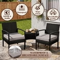 thumbnail image 4 of Tappio Outdoor Furniture 3 PCS Patio Wicker Conversation Set, Patio Bistro Sets Outdoor Patio Chairs Furniture Set w/ Table and Gray Cushions, 4 of 8