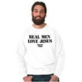 thumbnail image 3 of Real Men Love Jesus Christian Men's Crewneck Sweatshirt Brisco Brands S, 3 of 6