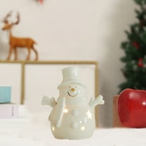 Luminous Ceramic Christmas Deer Snowman Decoration with Soft White Glow for Holiday Scenes