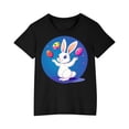 thumbnail image 4 of hengsof Kids Girls Easter Themed Short Sleeve T-Shirt , Girls Holiday Printed Casual Crew Neck Top, Comfortable Soft Cotton Shirt, Ages 3-10, 4 of 4
