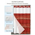 thumbnail image 2 of No Hook Cloth Fabric Shower Curtain with Snap in Liner, Red Wood Grain Waterproof Shower Curtains Set with See Through Top Window, Farmhouse Vintage Wooden Rustic Planks Bath Curtains Shower 72"x72", 2 of 6