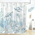 thumbnail image 3 of Nautical Coastal Sea Turtle Shower Curtain Ocean BeachShower Curtains for Bathroom Anchor Jellyfish Seahorse Starfish Seashell Bath Curtain Decor (72'''' × 72''''), 3 of 6