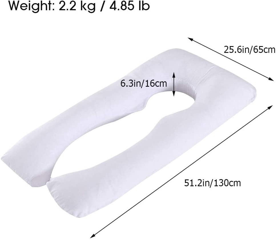 SHANNA Pregnant Women's Pillows, 51-inch White U-Shaped Full Body Maternity Pillow(fill material is Cotton)