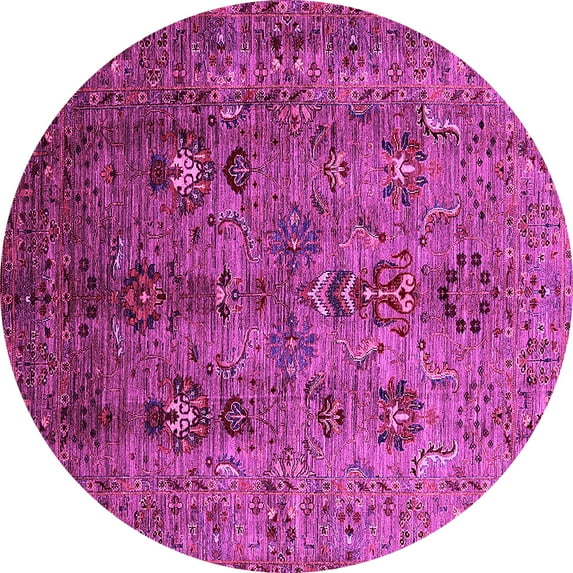Ahgly Company Indoor Round Oriental Pink Industrial Area Rugs, 8' Round