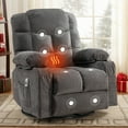 thumbnail image 2 of Clearance! Swivel Recliner Chair for Adults, UHOMEPRO Power Recliner Chair with Massage and Heat, Manual Nursery Rocker Chair Sofa with USB Port, Modern Living Room Lounge Chair, Gray, 2 of 11