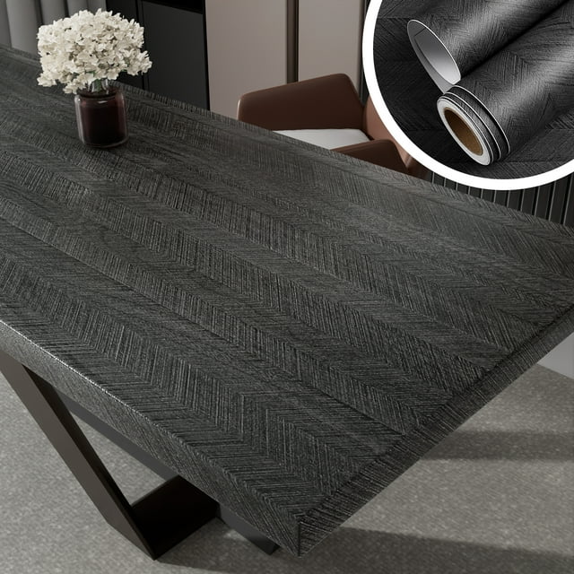 Yenhome Black Wood Contact Paper 17.7"x80" Thicken Wallpaper Peel and