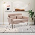 thumbnail image 2 of 51" Loveseat Sofa, Modern Boucle Upholstered Two-Seater Sofa with 2 Throw Pillows and Gold Metal Legs Mini Room Couch Small Sofa Accent Loveseat Sofa for Compact Space Living Room Office, Light Camel, 2 of 7