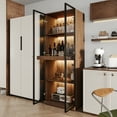 thumbnail image 5 of 23.6'' Glass Display China Cabinet With Pull-Out Bar Shelf, Dining Cabinet With Glass Doors and Wireless LED Light, 5 of 10