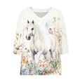 thumbnail image 4 of Women's Tops, Tees & Blouses Cotton,Horses Lover Shirt for Women Horse Racing Tops Tshirt Funny 3/4 Sleeve T-Shirt Casual Animal Graphic Tees, 4 of 5