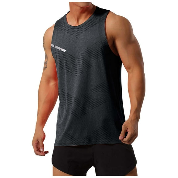 Afdoent Men's Tank Top Male Summer Outdoor Sports Fitness Running Breathable Loose Sleeveless Crew Neck Vest Comfortable