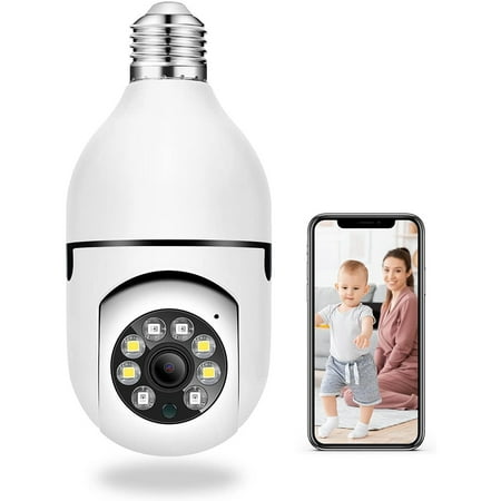 

1080P 360°Rotate Auto Tracking Panoramic Camera Light Bulb Night VisionWireless for WiFi PTZ IP Cam Remote Viewing Security E27 Interface Home Security Webcam Two Way Voice