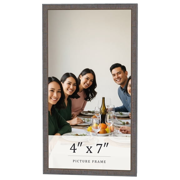 4x7 IN Frame Blue Kingsley Pewter Solid Wood Picture Frame Width 0.75 Inches |Interior Depth 0.5