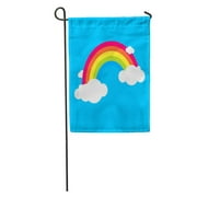 JSDART Color Rainbow Clouds Sky Cartoon Blue Summer Symbol Patch Badge Garden Flag Decorative Flag House Banner 28x40 inch