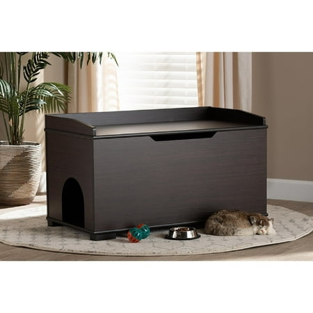 UPC: 0193271195930 | Baxton Studio Mariam Modern and Contemporary Dark Brown Finished Wood Cat Litter Box Cover House