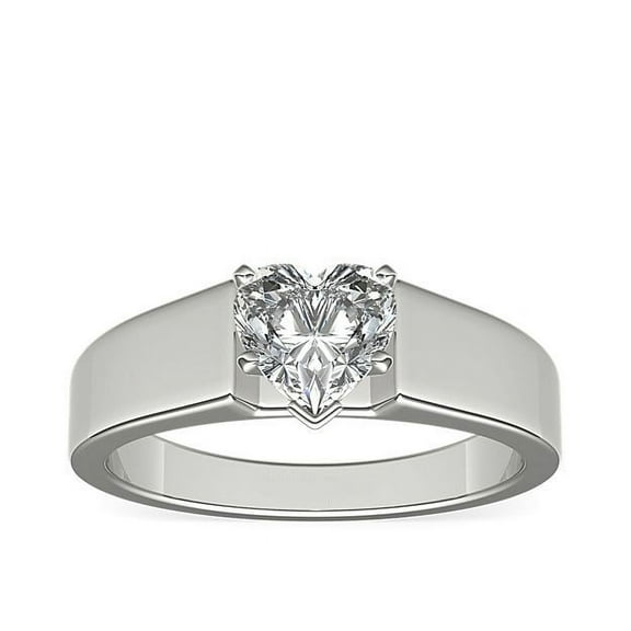1.00 Carat Excellent Heart Cut Natural Diamond Unique Solitaire Ring for Engagement Solid 14K White Gold Size 8.5