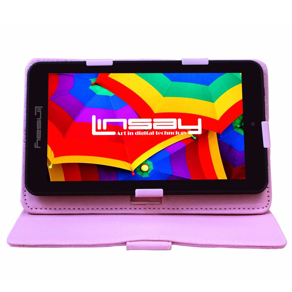 LINSAY 7" Tablet 2 GB RAM 16 GB Android 9.0 Pie Bundle with Pink