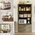 thumbnail image 4 of Luku Kitchen Pantry Storage Cabinet with Barn Doors, Drawer, and 2 Adjustable Shelves, Freestanding Tall Hutch with Microwave Stand for Kitchen, Dining Room, 4 of 7