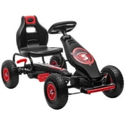 Aosom Ergonomic Pedal Go Kart Kids Ride-on Toy, Pedal Car with Tough, Wear-Resistant Tread, Go Cart Kids Car for Boys & Girls, Ages 5-12, Red