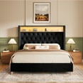thumbnail image 4 of Merluxy LED King Bed Frame,Charging Station and Storage Upholstered Headboard/Velvet/Black, 4 of 6