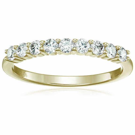 Vir Jewels 1/2 CTTW Certified I1-I2 Diamond Wedding Band 14K Yellow Gold 9 Stones Size 6 Female Adult