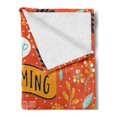 thumbnail image 2 of Saying Soft Flannel Fleece Throw Blanket, Stop Dreaming Start Doing Lettering Composition Flowers and Foliage, Cozy Plush for Indoor and Outdoor Use, 70" x 90", Multicolor, by Ambesonne, 2 of 5