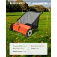 thumbnail image 2 of 26 in Push Lawn Sweeper, 7 Cu. Ft. Hopper Capacity Grass Sweeper, Manual Push Yard Sweeper with Height Adjustment & 4 Fast Spinning Brushes for Grass Clippings, Leaves & Debris, Orange, 2 of 7