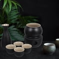 thumbnail image 2 of 1 juego de jarra y tazas de cerámica japonesas para servir sake, olla tradicional para sake con calentador y recipiente para calentar, botella de porcelana para servir sake, 2 of 8