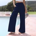 thumbnail image 2 of EDFBUYKRS Female Women Pants Casual Dress Pants Womens Cropped Women High Waisted Wide Leg Pants Fashion Drawstring Elastic Trousers Comfy Straight Leg Long Pants with Pockets S, 2 of 6