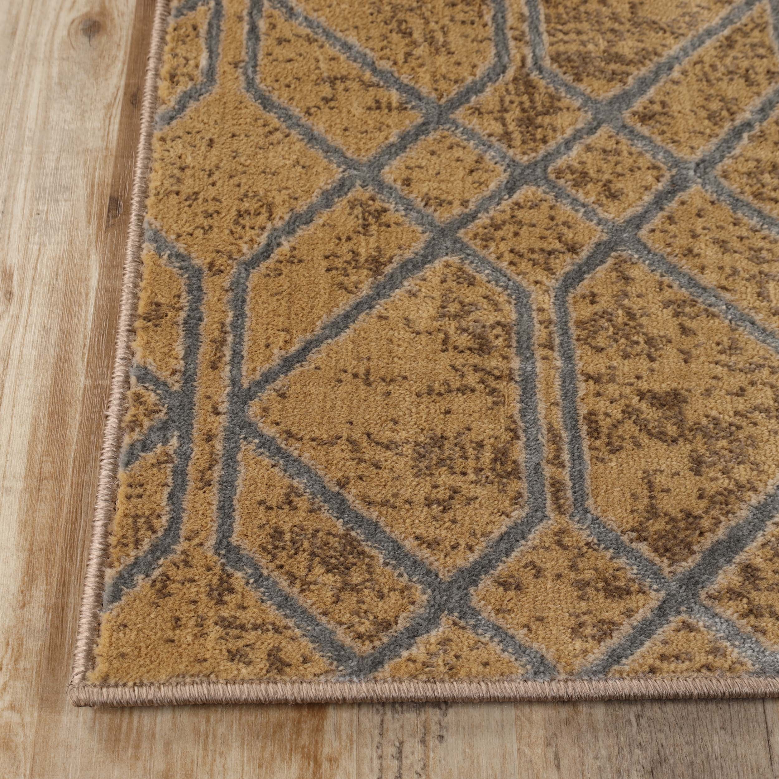 Superior Abner Geometric Diamond Indoor Area Rug, 8' x 10', Camel/Grey