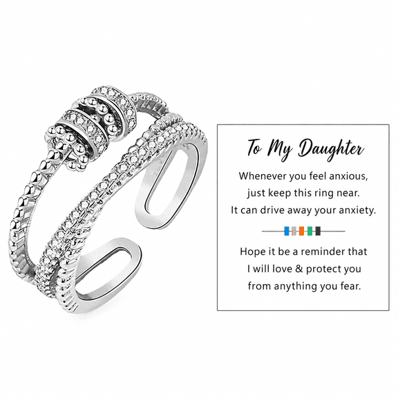 AURENIX Fidget Anxiety Ring for Women, Fidget Rings for Anxiety, Adjustable Spinner Bead Stress Relief, Cubic Zirconia