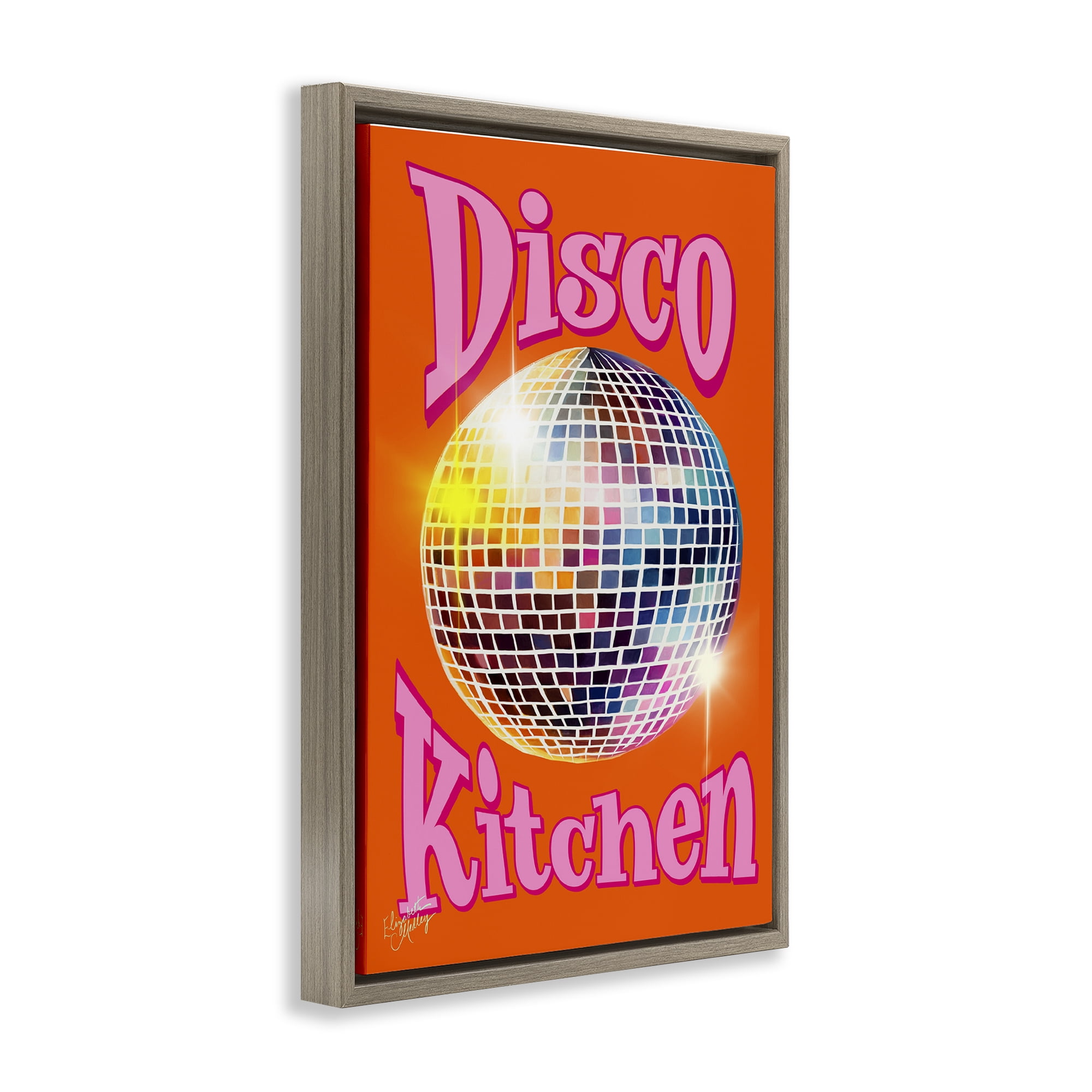 Stupell Industries Groovy Disco Kitchen Performing Arts Painting Brown Floater Framed Art Print Wall Art, 17 x 25