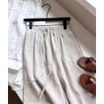 thumbnail image 1 of Slack Linen Wide-leg Pants Summer Loose Versatile Drawstring Straight White Casual Trousers Korean Fashion, 1 of 5