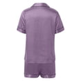 thumbnail image 5 of XIYON Pajama Set For Women Fashion Solid Color Lapel Short Sleeve Shorts Casual And Comfortable Home Wear Set Loungewear Sleepwear, 5 of 5
