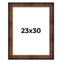 23x30 Frame Brown Walnut Gold Ornate Trim Solid Wood Plein Air Picture Frame | 3 Inch Moulding
