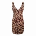 thumbnail image 6 of ZEHJUHAN Women's Solid Color V-Neck Sleeveless Bodycon Dress With Zipper&Slit And Print For Summer Party Leopard，M, 6 of 9